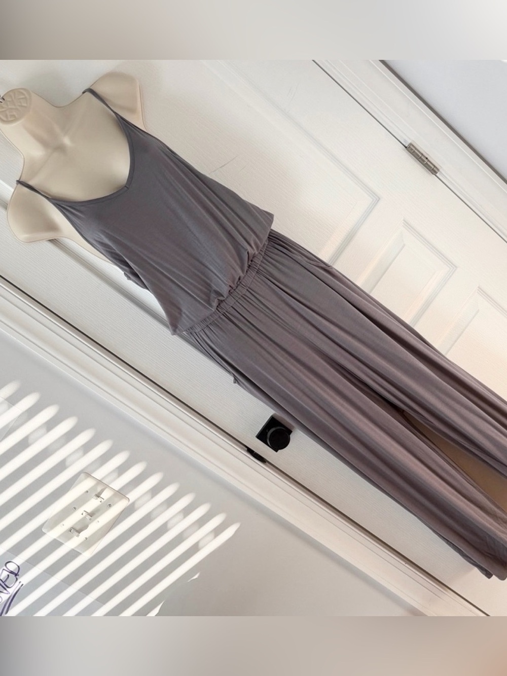 Soft Gray V-Neck Spaghetti Strap Jumpsuit M